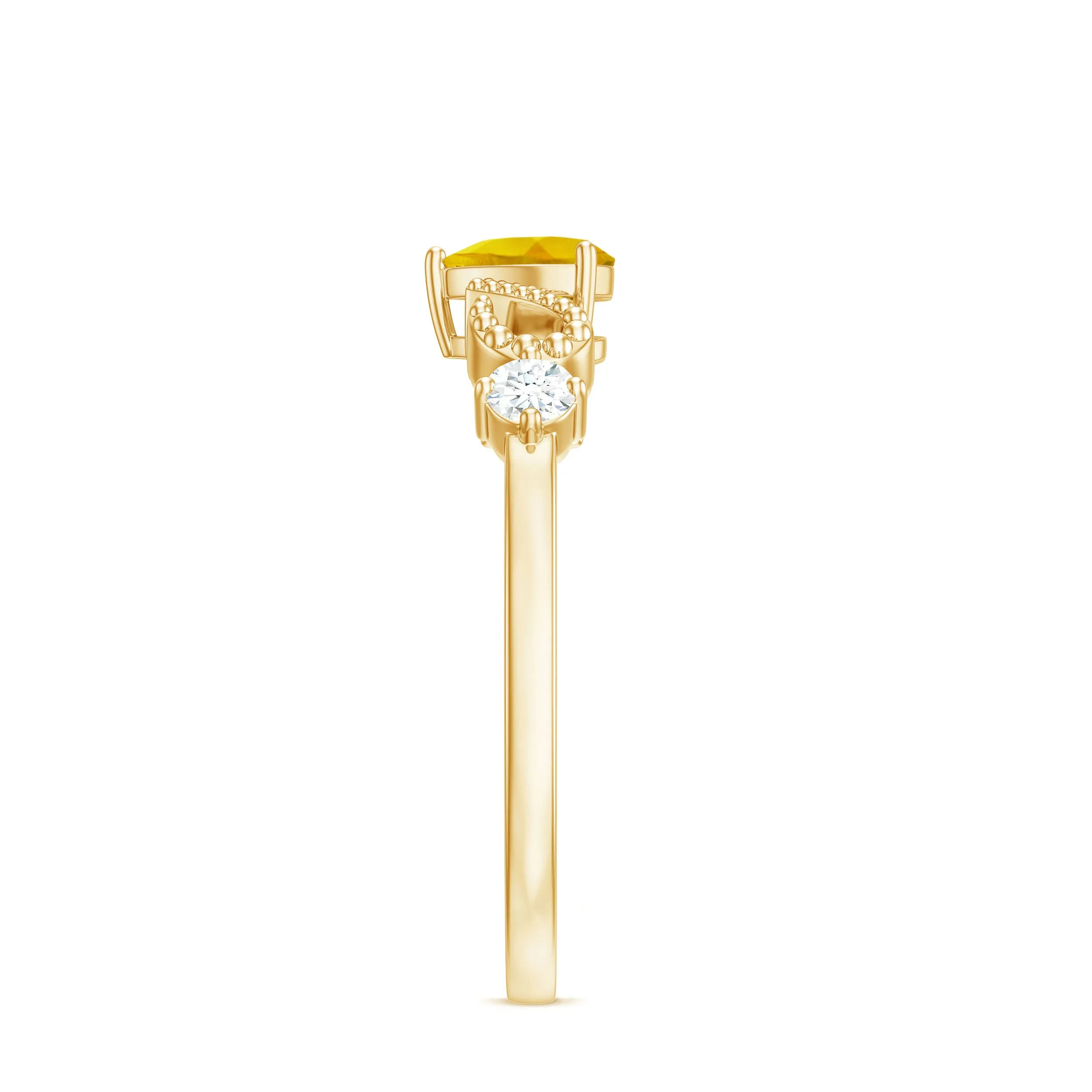 Yellow Sapphire Heart Engagement Ring with Diamond